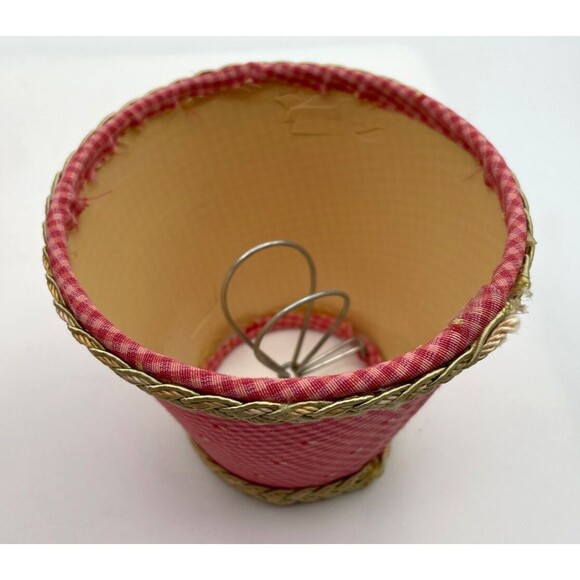 5 Vtg Pink Red Gingham Micro Check Chandelier Lamp Shades 4.5" Clip On Handmade - Picture 6 of 12